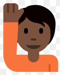 Dark Skin Tone Emoji - Happy,Person Raising Hand Emoji