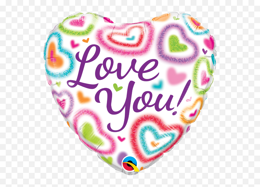18 Love You Fuzzy Hearts Qualatex Foil Balloon U2014 Edu0027s - Girly Emoji,Pink Heart Emoji Balloons
