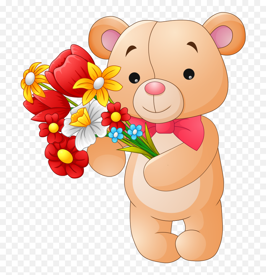 Pin - Teddy Bear With Flowers Clipart Emoji,Polar Bear Emoji Copy And Paste