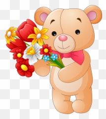 Pin - Teddy Bear With Flowers Clipart Emoji,Polar Bear Emoji Copy And Paste