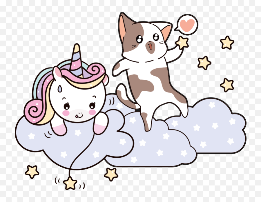 Animals Catching Stars Illustration Wall Art - Fictional Character Emoji,Cloud 140 Emoji
