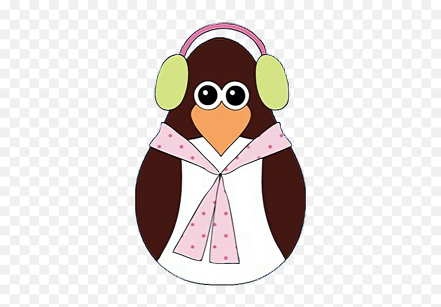 Winter Penguin Earmuffs Sticker - Girly Emoji,Emoji Earmuffs