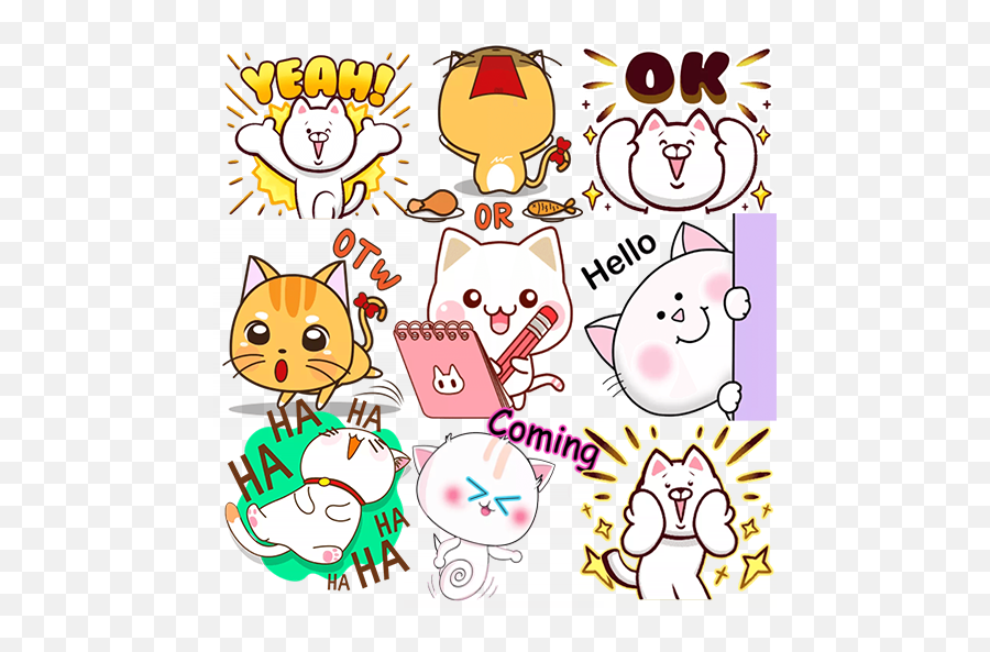 Sticker Wa Kucing Kawaii Wastickerapps Apk 10 - Download Happy Emoji,Tired Kawaii Emoticon