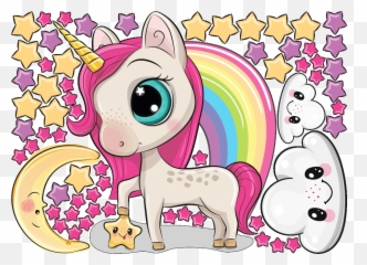 Wall Sticker Happy Unicorn And 60 Stars Emoji,Palm Tree Youtube Emoji