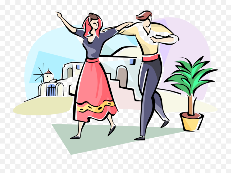 Vector Illustration Of Sirtaki Greek Folkdance Dancing Emoji,Dancing Woman Emoji