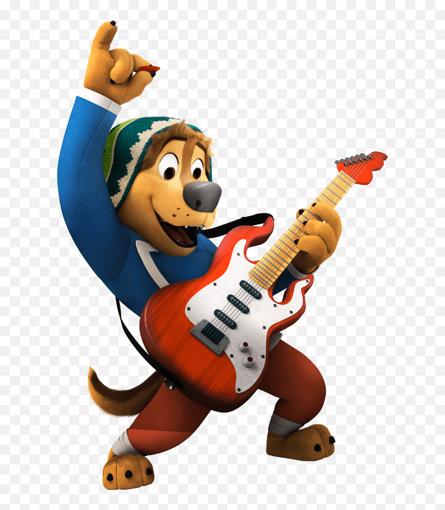 Style - Dog Playing Guitar Cartoon Emoji,Rock Emoji