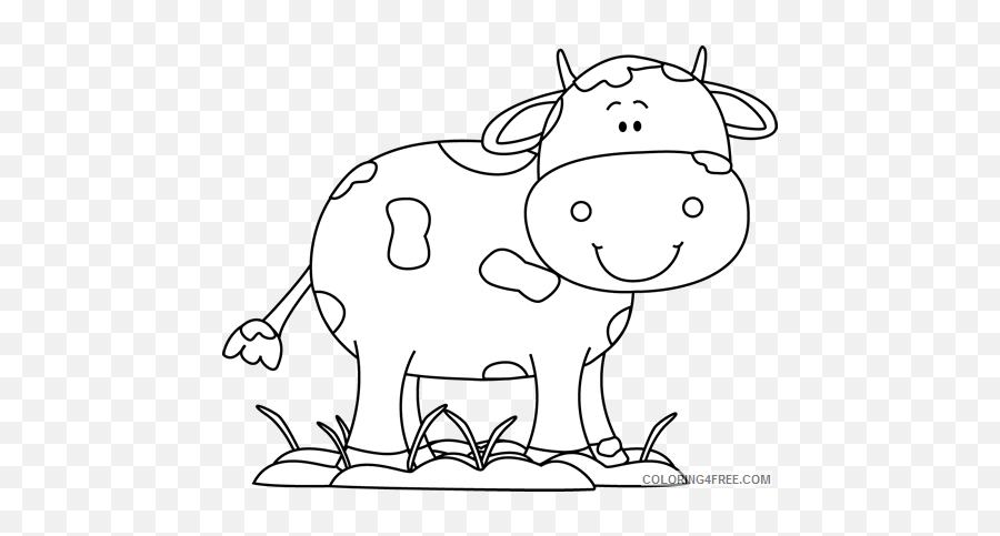 Cow Small Coloring Pages Cow In The Mud - Cute Cow Clipart Black And White Png Emoji,Printable Color Emojis Small