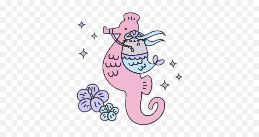 The Most Edited - Pusheen Mermaid With Seahorse Emoji,Puckiing Emoji