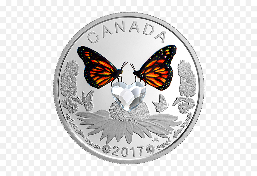 Celebration Of Love - Pure Silver Coin Made With Heart Canadian Mint Butterfly Coins Emoji,L Black Swallowtail Butterfly!! Smile Emoticon