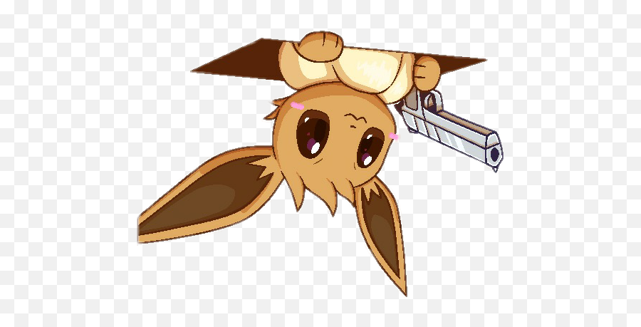 Pokemon Deletethis Gun - Eevee With Gun Meme Emoji,Pokemon Emoji