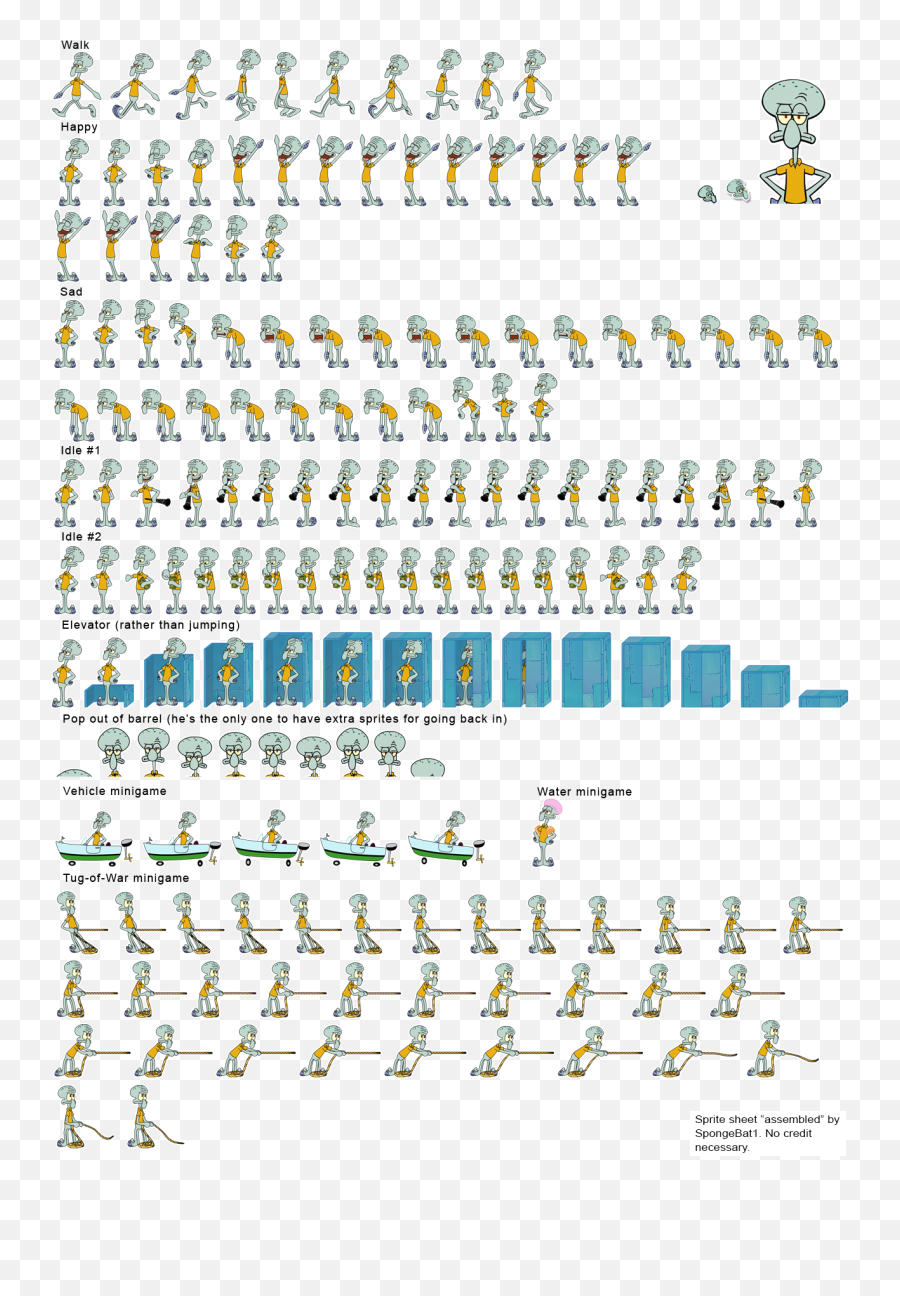 The Spriters Resource - Squidward Sprite Sheet Emoji,Squidward Text Emoticon