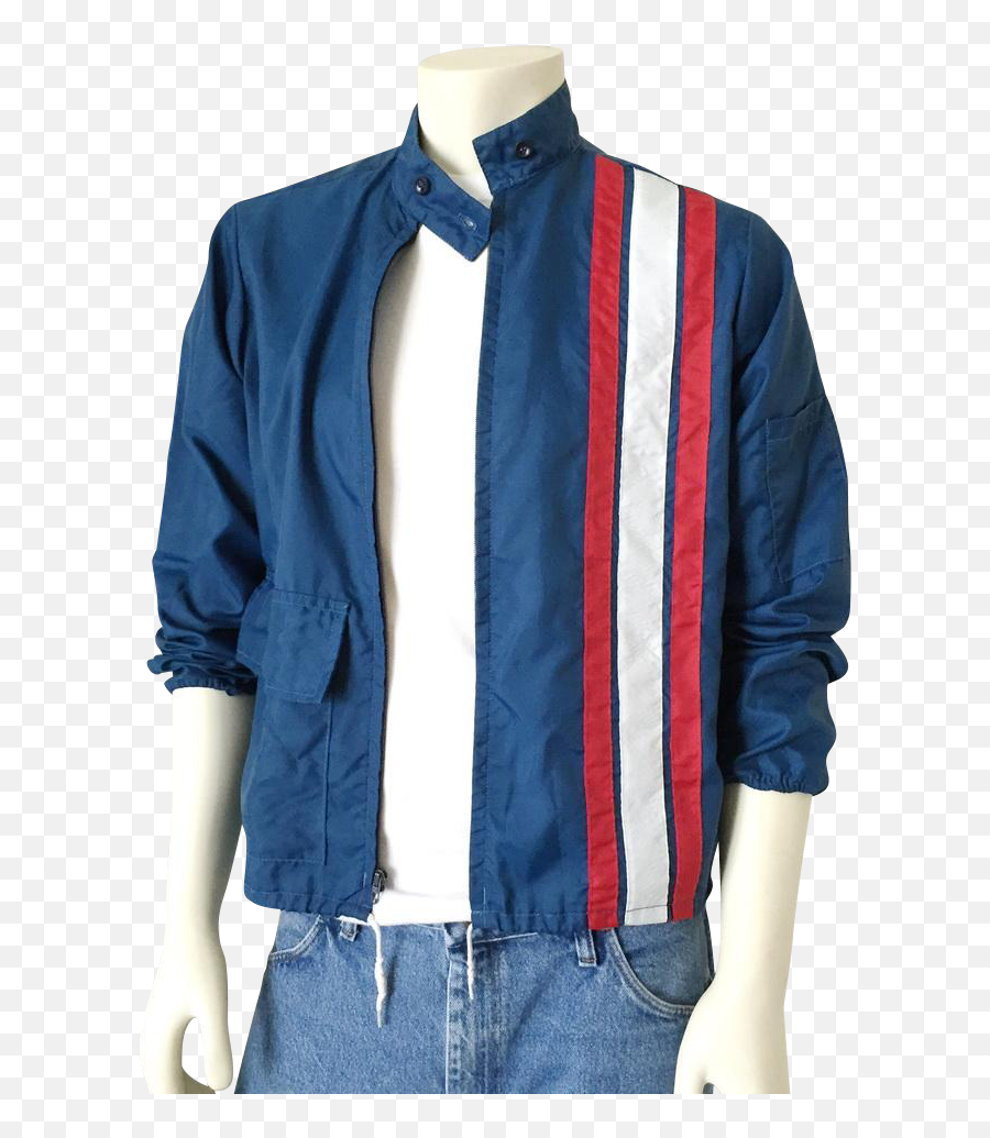 Vintage 1960s Windbreaker Navy Blue With Red White Vertical Emoji,Jepsen Emotion Striped Sweater