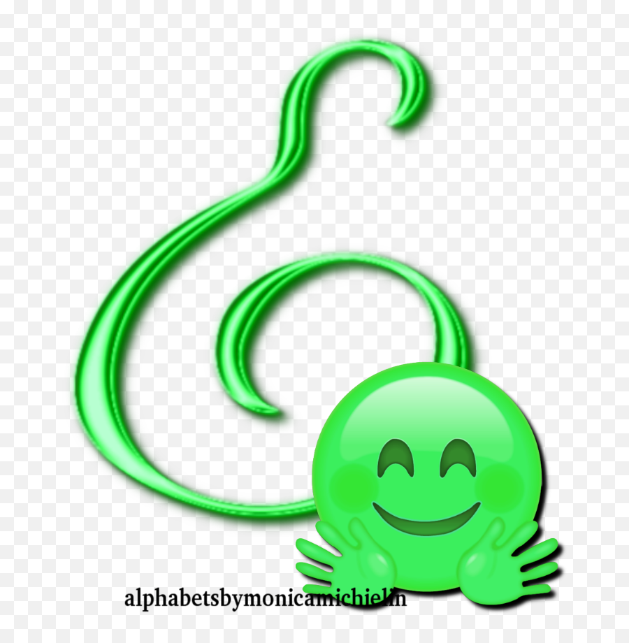 Monica Michielin Alphabets Green Smile Hands Alphabet Emoji,E Emojis