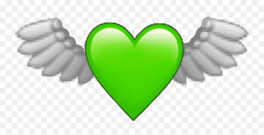 Sticker - Green Heart Angel Wings Emoji,Wing Emoji Facebook