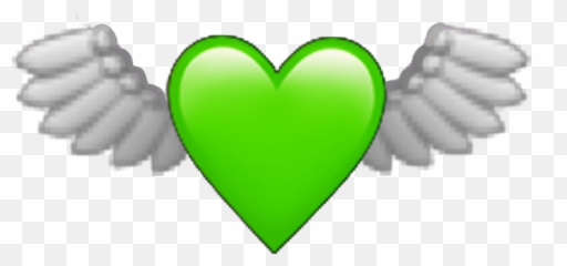 Sticker - Green Heart Angel Wings Emoji,Wing Emoji Facebook