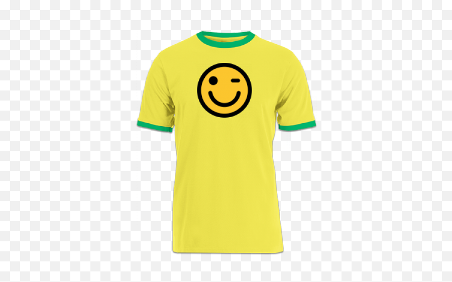 Wink Emoticon Ringer Contrast T - Shirt Happy Emoji,Shrung Emoticon