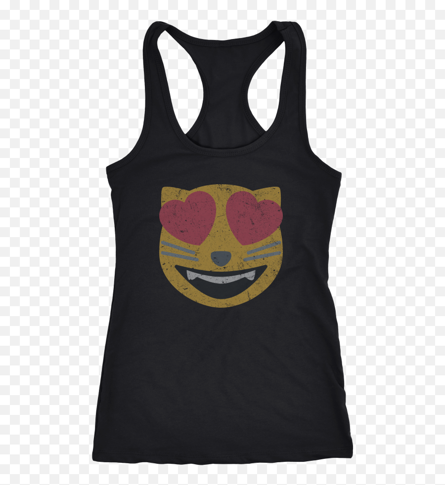 Weathered Heart Eyes Cat Smilie Shirt - Funny Physical Teacher Shirts Emoji,Cat Winking Emoticon