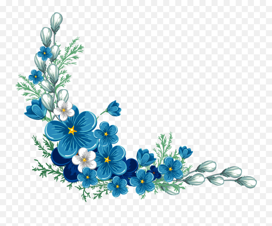 Blue Floral Border Design Png - Here Are Some More High Flower Transparent Border Design Png Emoji,Wechat Shower Emoticons