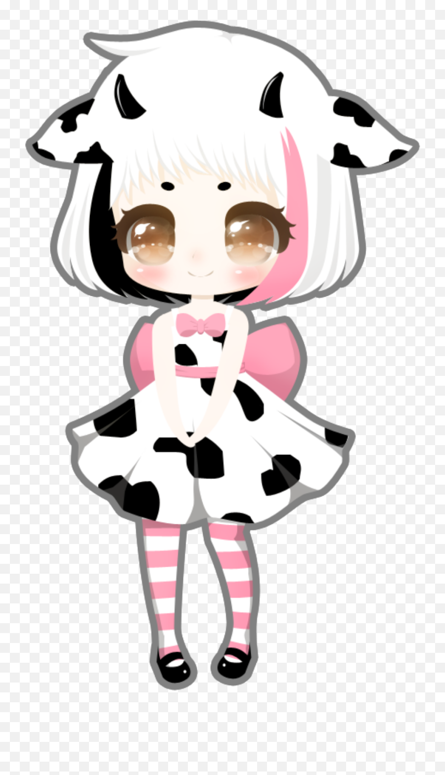Anime Girl Cow Cute Sticker By Emoji,Cute Emoji Cow