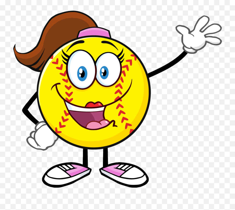 Png Cute Sofball Girl Cartoon Character Waving For Emoji,Softball Emoji