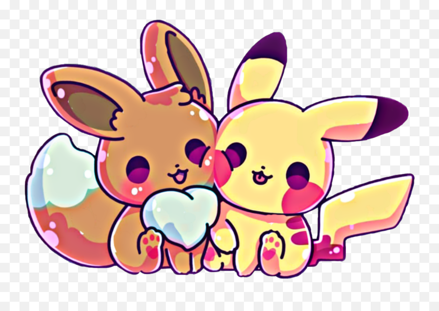 Pikachu Eevee Pokemon Anime Sticker By Catygaso1500 Emoji,Eevee Emoji