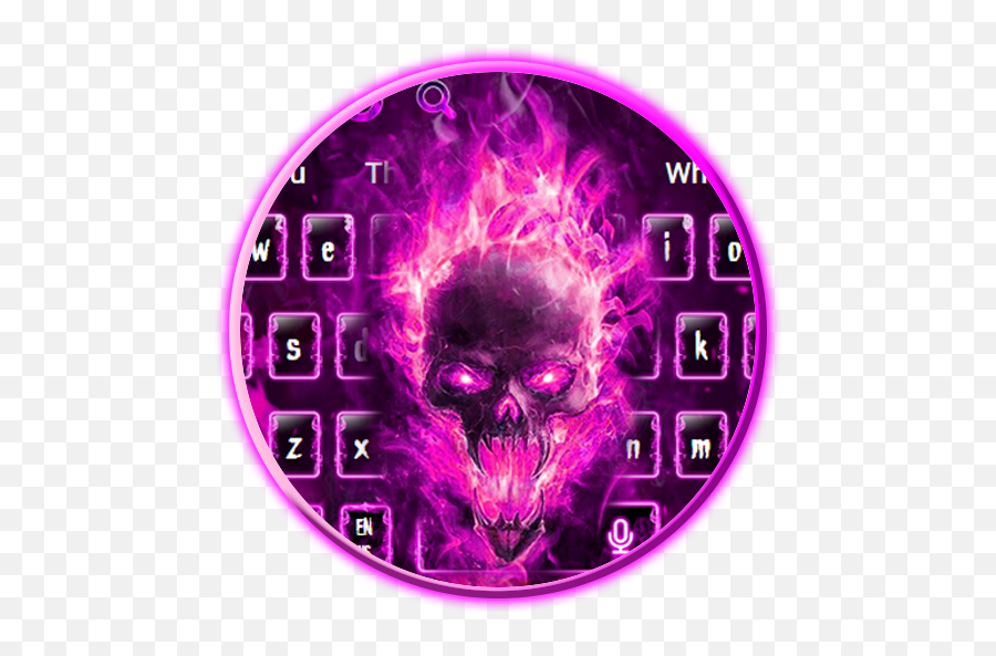 Fire Pink Skull Keyboard Theme - Pink Fire Skull Emoji,Skull Emojis For Android