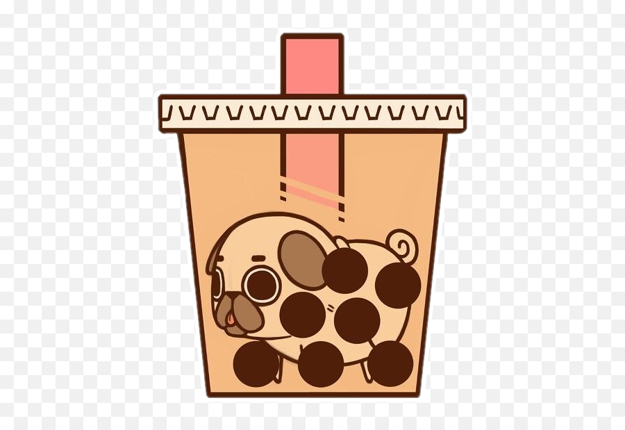 Lol Puglie Pug Boba Cute Sticker - Pug Food Cartoon Milk Emoji,Puglie Pug Emojis