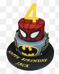 Superhero Cake - Spiderman With Batman Cake Emoji,Batman With Bat Emojis Cake