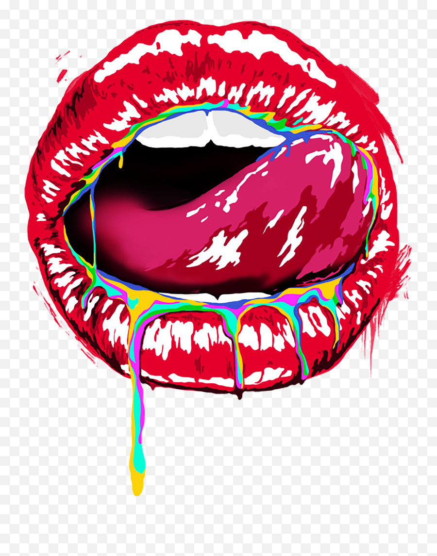 Lick My Lips T - Shirt Pop Art Lips Lips Painting Lips Art Pop Art Lick Lips Emoji,Flattered Japanese Emoticon