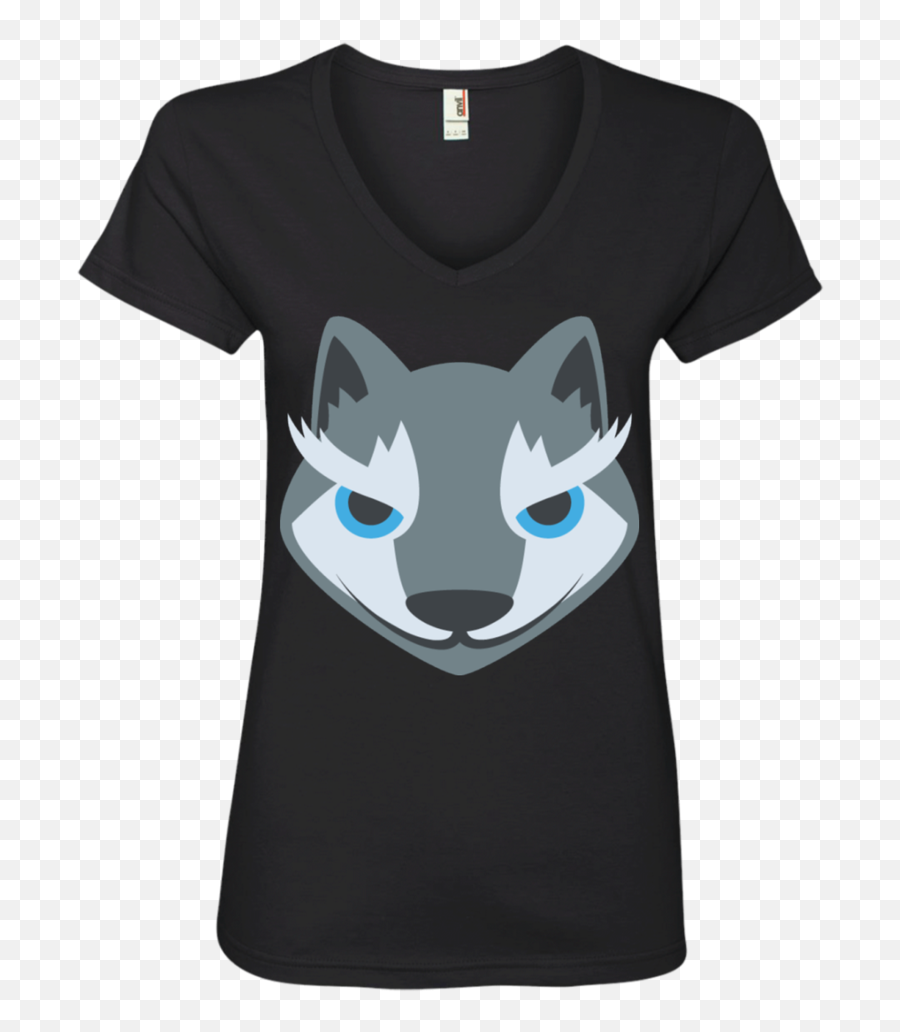 Download Wolf Face Emoji Ladiesu0027 V Neck T Shirt - Cindy Lou Who Shirt,Cat Girl Emoji