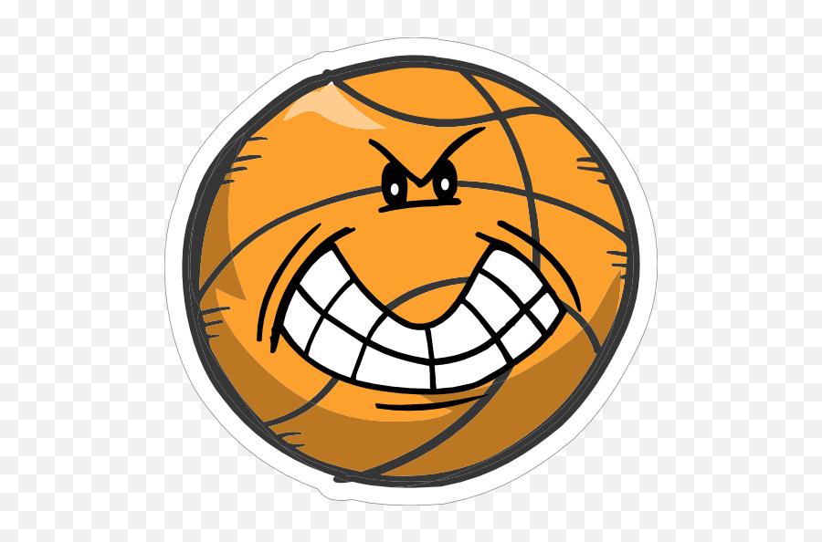 Angry Emoji Basketball Sticker - Wide Grin,Angry Emoji Png
