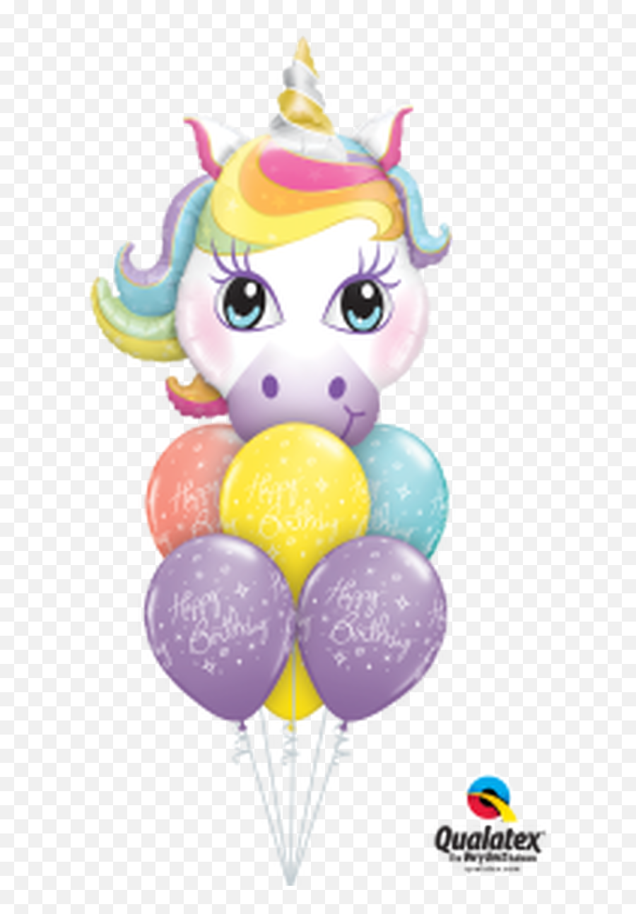 Birthday Unicorn Bouquet In A Box - Qualatex Emoji,Unicorn Emoji Costume