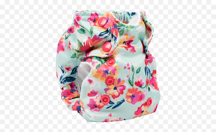 Smart Bottoms Born Smart 20 Newborn Cloth Diaper - Aqua Floral Emoji,Baby 