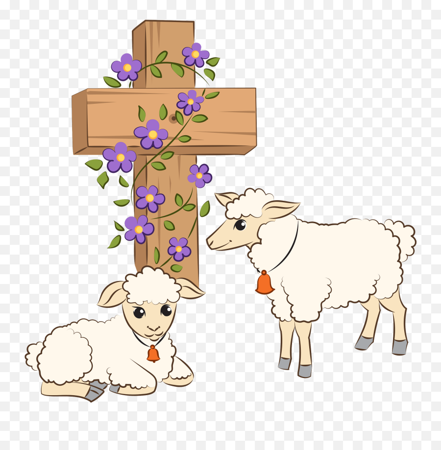 Easter Lambs And Jesusu0027s Cross Clipart Free Download - Cartoon Transparent Jesus On The Cross Emoji,Easter Christian Emojis Free