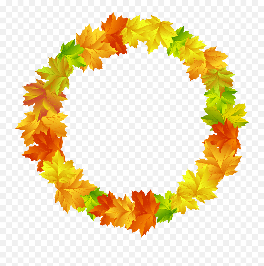 Fall Leaves Round Border Frame Png Clip Art Imageu200b - Fall Leaves Circle Clipart Emoji,Emoji Border Frame Png Transparent
