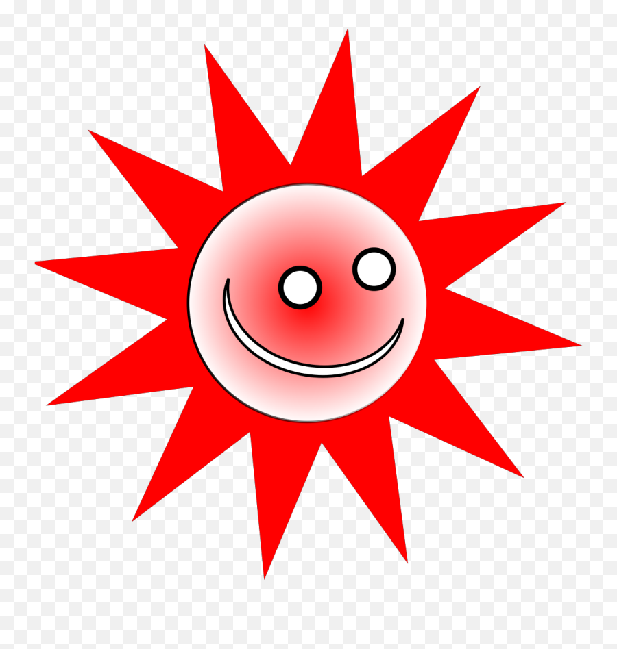 Smiley Red Sun Svg Vector - Rays Cartoon Emoji,Red Bird Emoticon