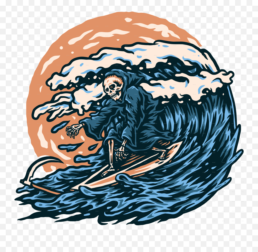 Grim Reaper Surfing - Grim Reaper Surfing Emoji,Grim Reaper Emoticon Facebook