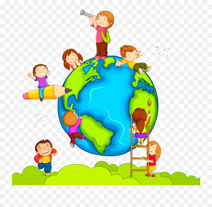 Download Landscape Clipart Kindergarten Student - Globo Terraqueo Con Niños Emoji,Emotions Kid Clipart