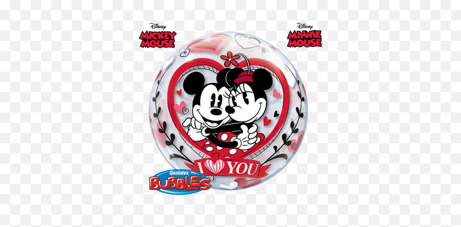 22 Qualatex Bubble Balloon - Disney Mickey U0026 Minnie I Love Minnie Mouse Emoji,Disney Mickey Emoji