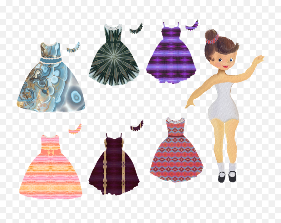 Free Photo Dresses Child Girl Paper Doll Clip Art Dolls - Papirdukke Emoji,Emotions Dolls