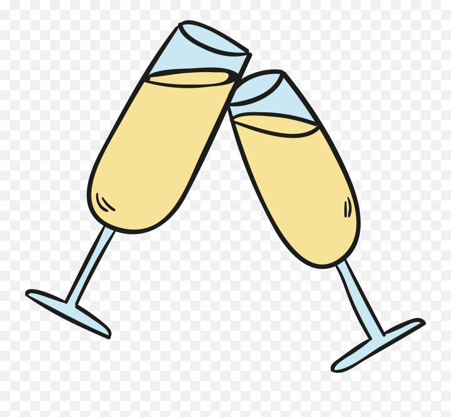 Png Black And White Champagne Drawing Cartoon - Champagne Transparent Champagne Glasses Cartoon Emoji,Clinking Glasses Emoji