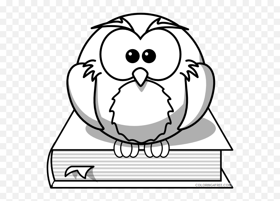 Owl Outline Coloring Pages Owl On Book Outline Clip - Black And White Owl Book Clipart Emoji,Coco Emoji Clip