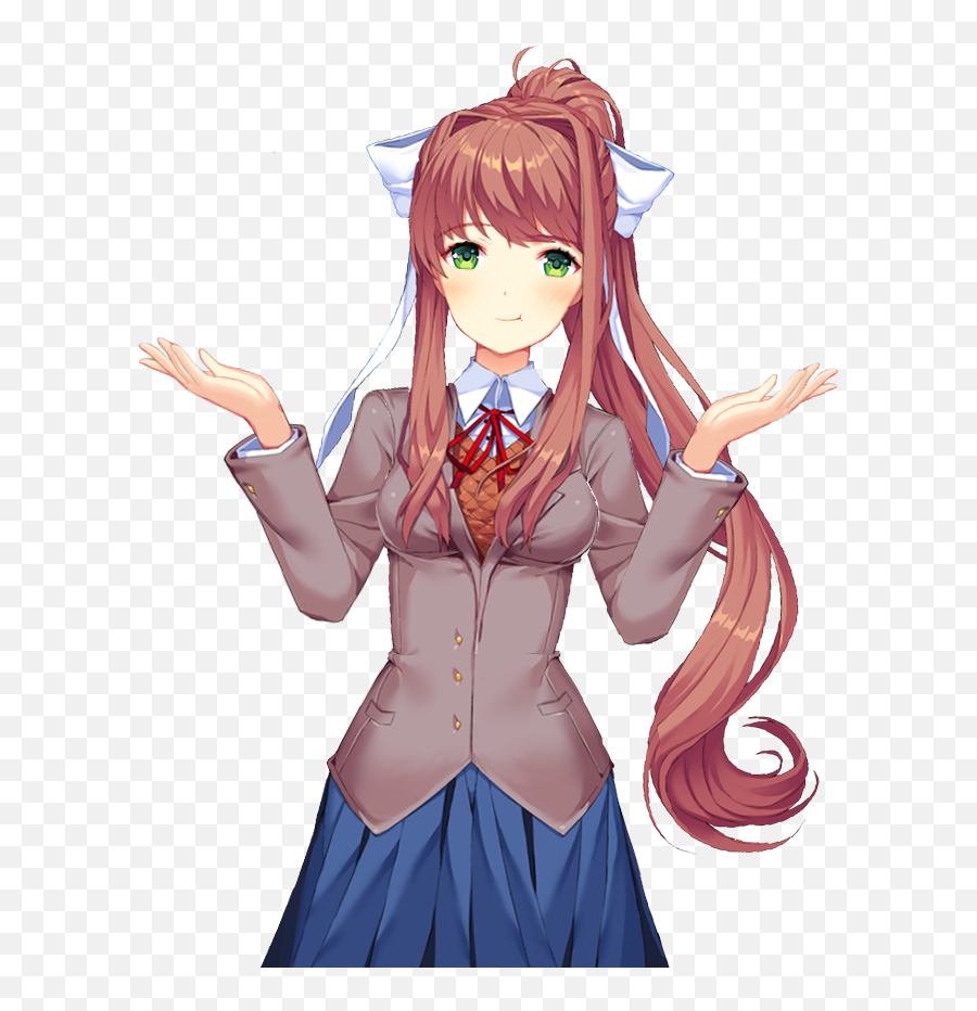 Shrug Anime Girl - Doki Doki Literature Club Monika Sprites Emoji,Emoticon For Shrugging Sholders