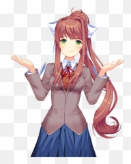 Shrug Anime Girl - Doki Doki Literature Club Monika Sprites Emoji,Emoticon For Shrugging Sholders
