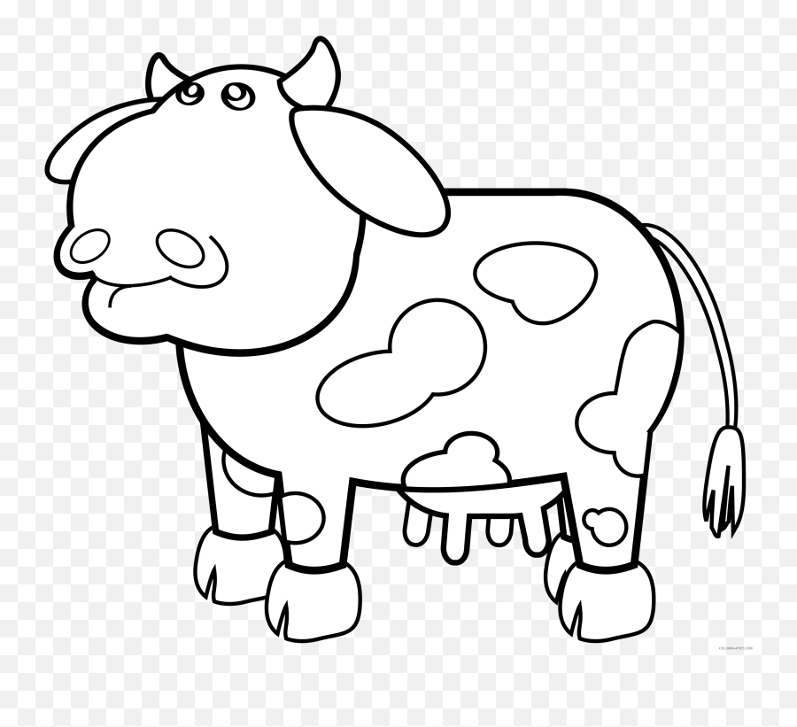 Cow Outline Coloring Pages Rygle Cow Outline Bpng Printable - Fat Cow Clipart Black And White Emoji,
