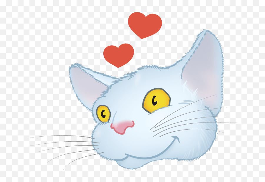 White Cat Emoji By Yann Le Roux - Soft,Emoji Kitty Heart