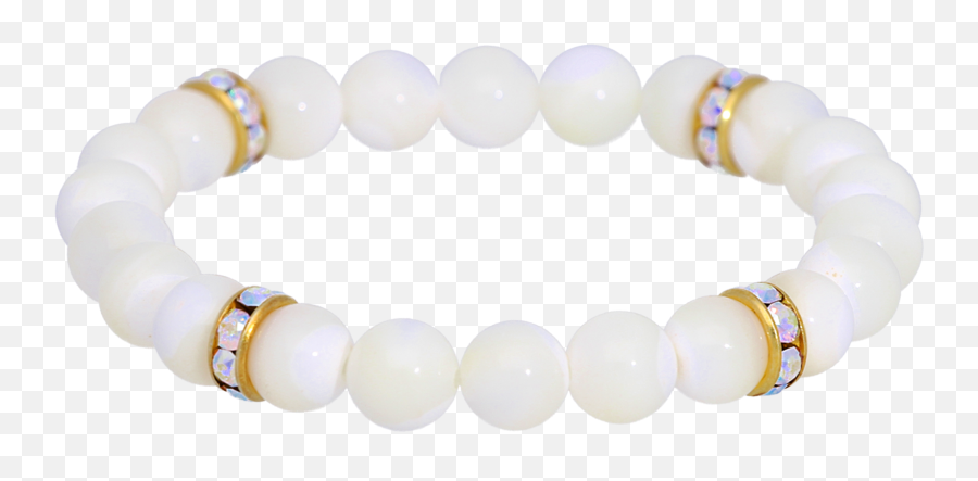 Mother Of Pearl Bracelet With Swarovski Crystals - Solid Emoji,Emotions Bracelets
