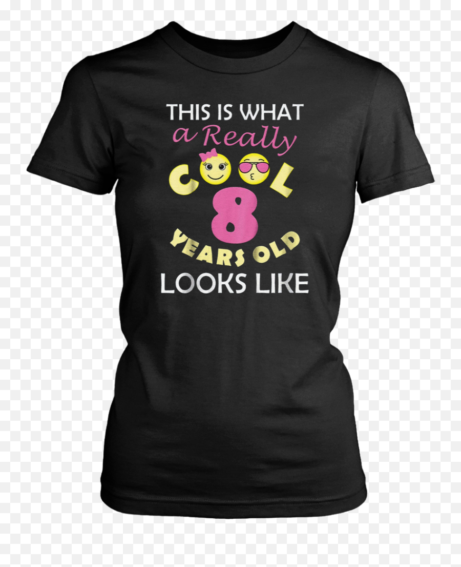 8 Years Old Birthday Tee For Girls Fun Smiley Emoticon T - Pika Emoji,Humble Emoticon