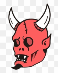 Devil Head Hand Drawn - Devil Head Silhouette Emoji,Inverted Pentagram Emoji