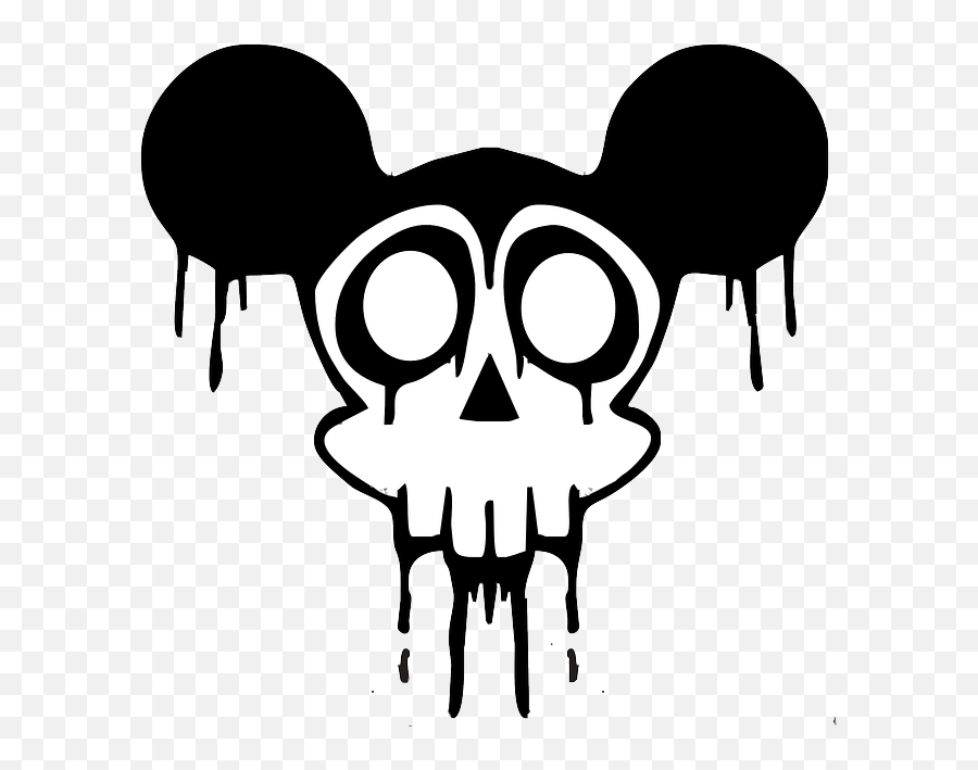 Download Black Drawing Silhouette Skull White Cartoon - Skull Mickey Emoji,How To Draw A Chibi Skull Emoticon In Photoshop
